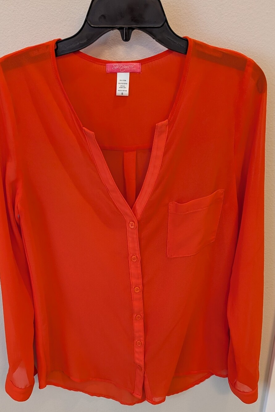 Soya Concept Lightweight Button-Front Blouse in Vibrant Orange